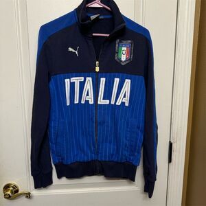 Puma Men's Italy FIGC Varsity Jacket Blue Size S Football Casual